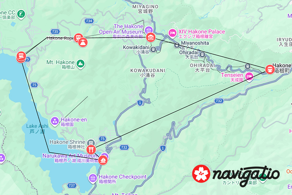 hakone day trip itinerary map