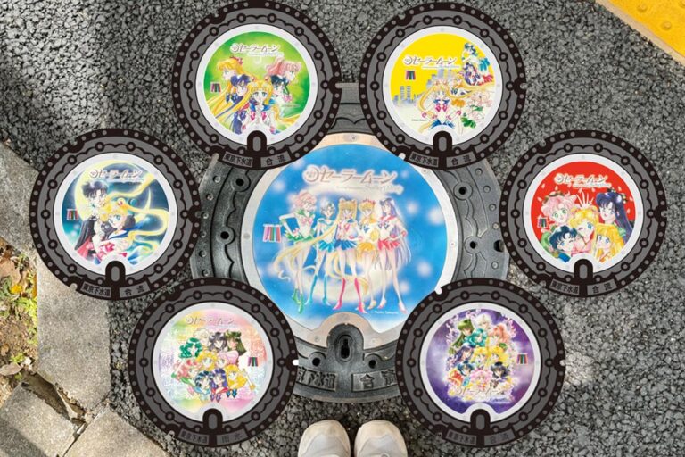 all 7 sailor moon manhole covers in Tokyo