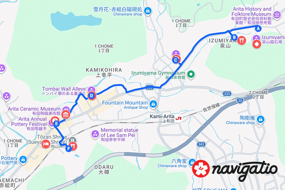 arita itinerary map