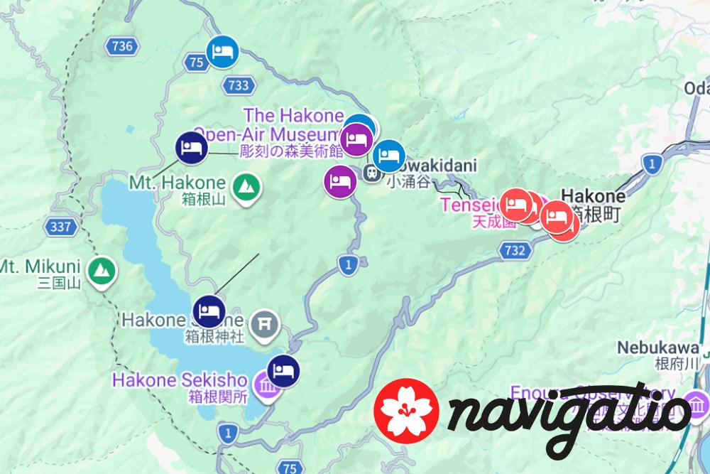 where to stay in hakone map