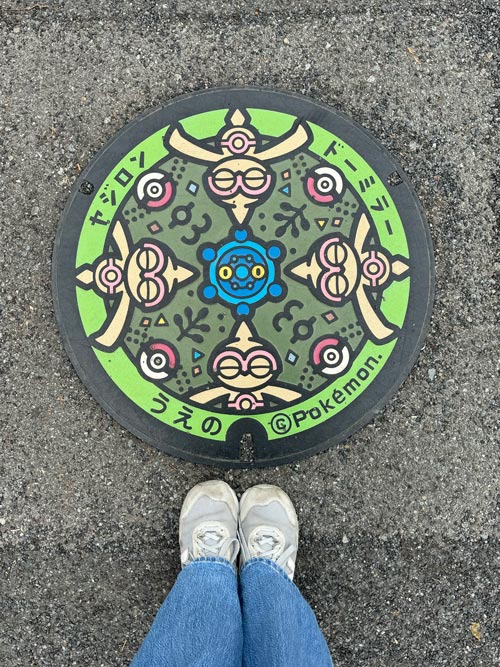 Baltoy and Bronzor pokemon manhole covers in ueno park tokyo