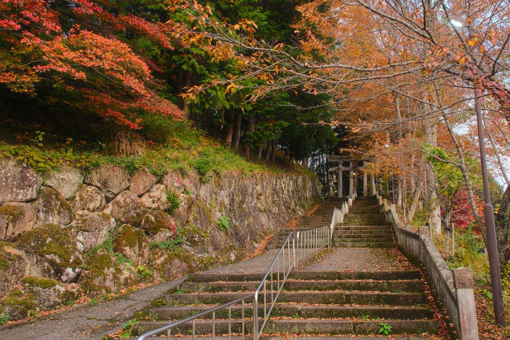 hida furukawa stairs from your name in autumn with colourful leaves