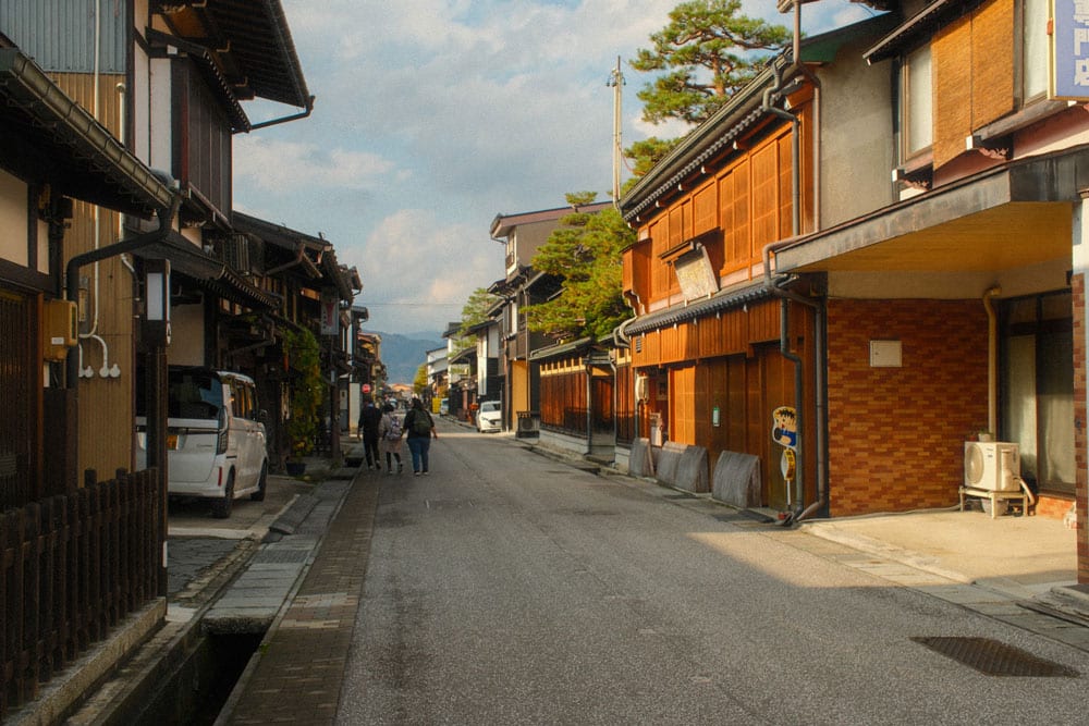 street in hida furukawa with traditional wooden japanese houses