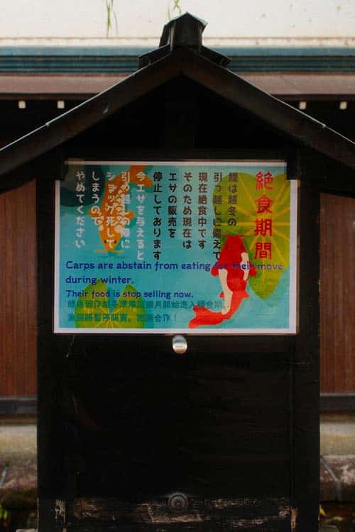 feeding box for koi closed during winter in hida furukawa